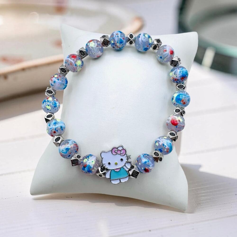 Hello Kitty Beaded Stretch Bracelet | 8mm Beads | 7.5” Wrist